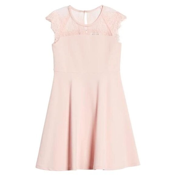 Blush by Us Angels $52 Lace Cap Sleeve Skater Dress NEW WITH TAGS